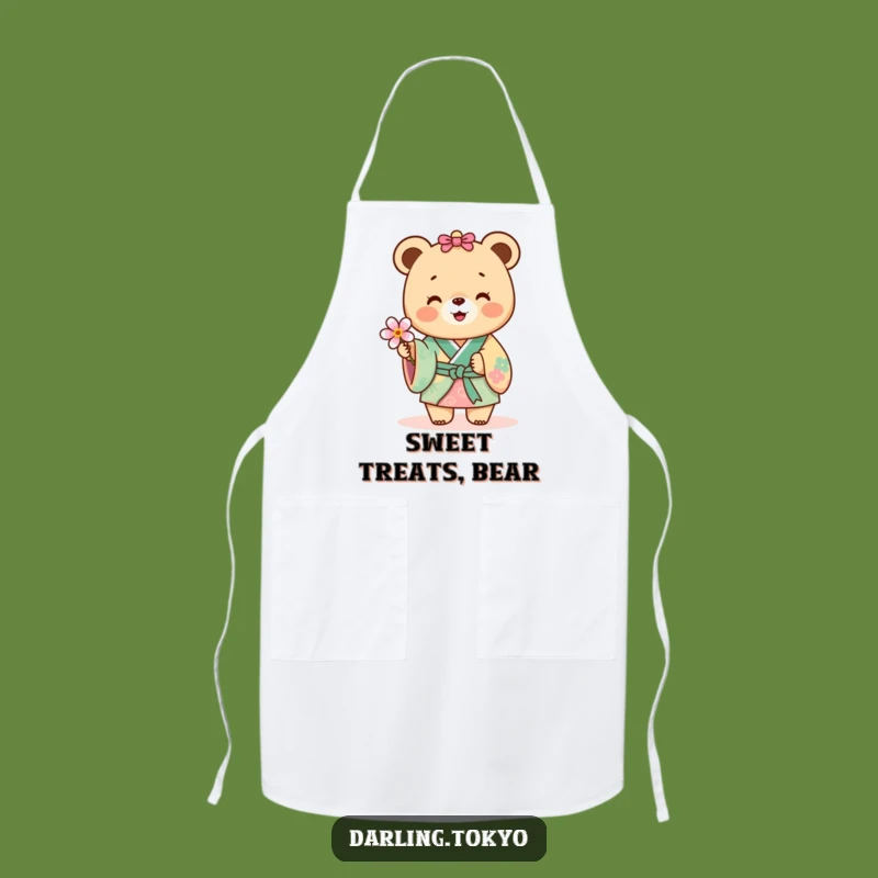 Funny Bear Kimono Apron: Kitchen Flower Offer, Cute Chef's Gear