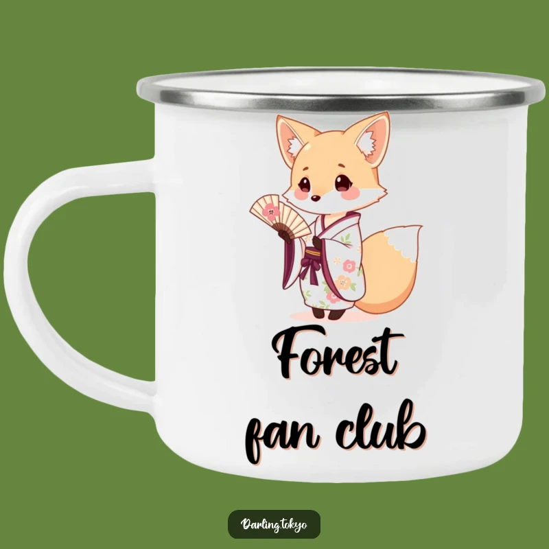Funny Fox Kimono Camping Mug: Durable Floral Offer, Cute Animal Adventure Gear