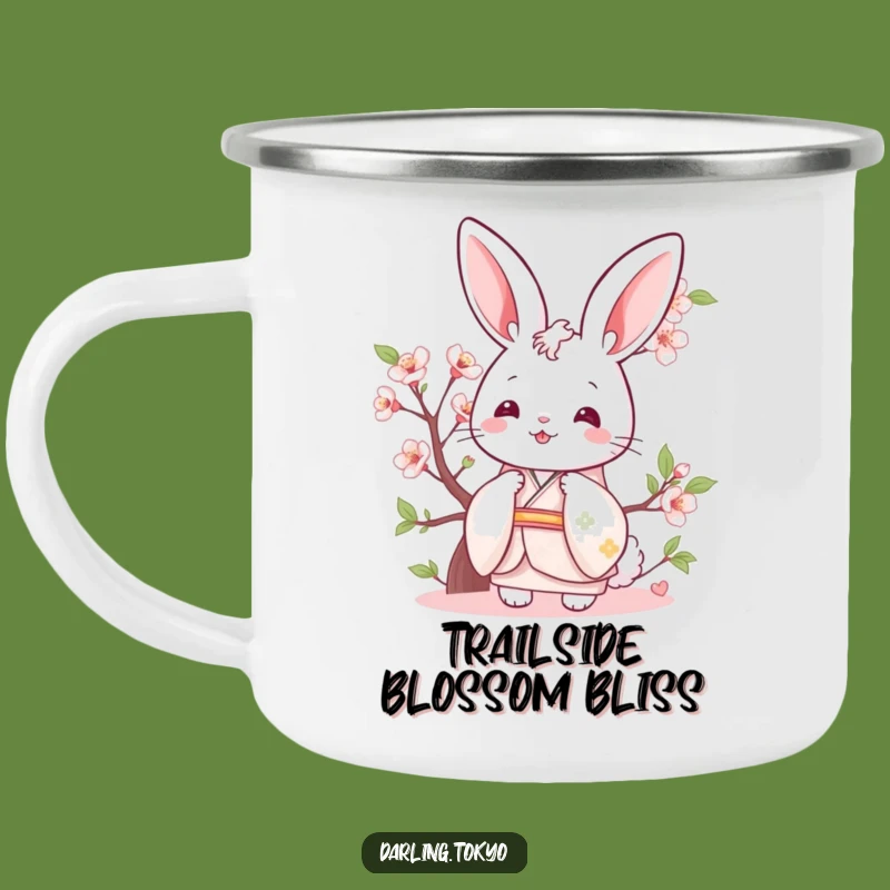Funny Bunny Kimono Camping Mug: Durable Pastel Peek, Cute Spring Adventure Gear