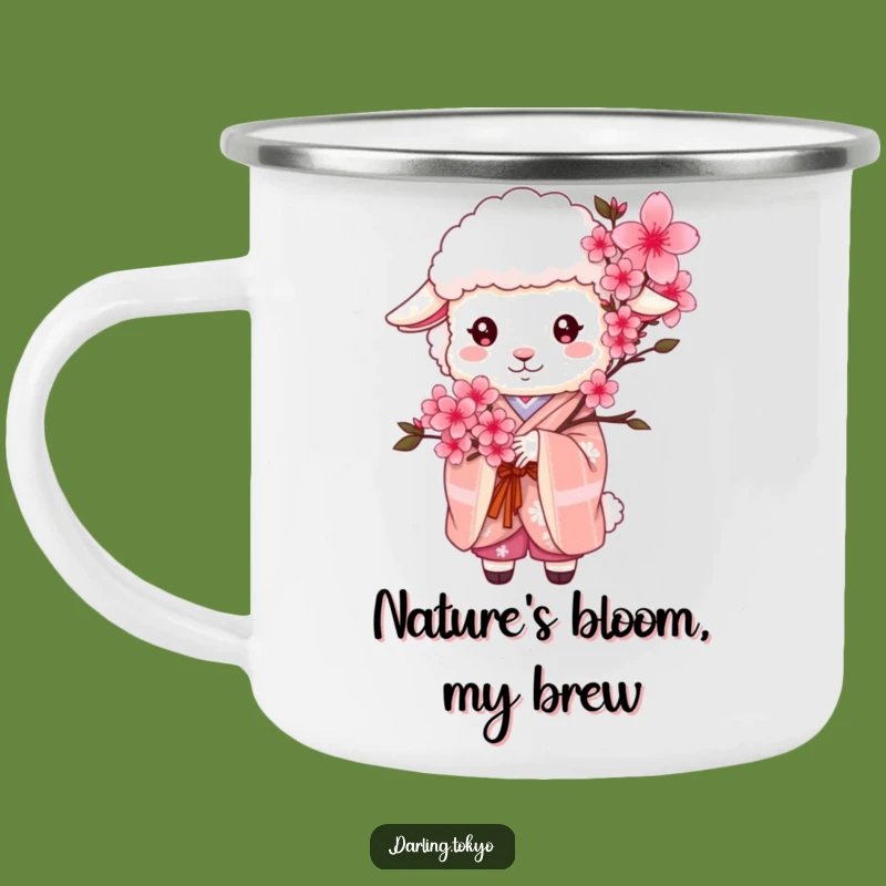 Funny Sheep Kimono Camping Mug: Outdoor Cherry Blossom Adventure Gift