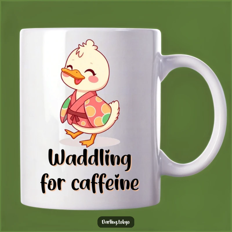 Funny Duck Kimono Mug: Cheerful Waddling Character Gift, Quirky Humor
