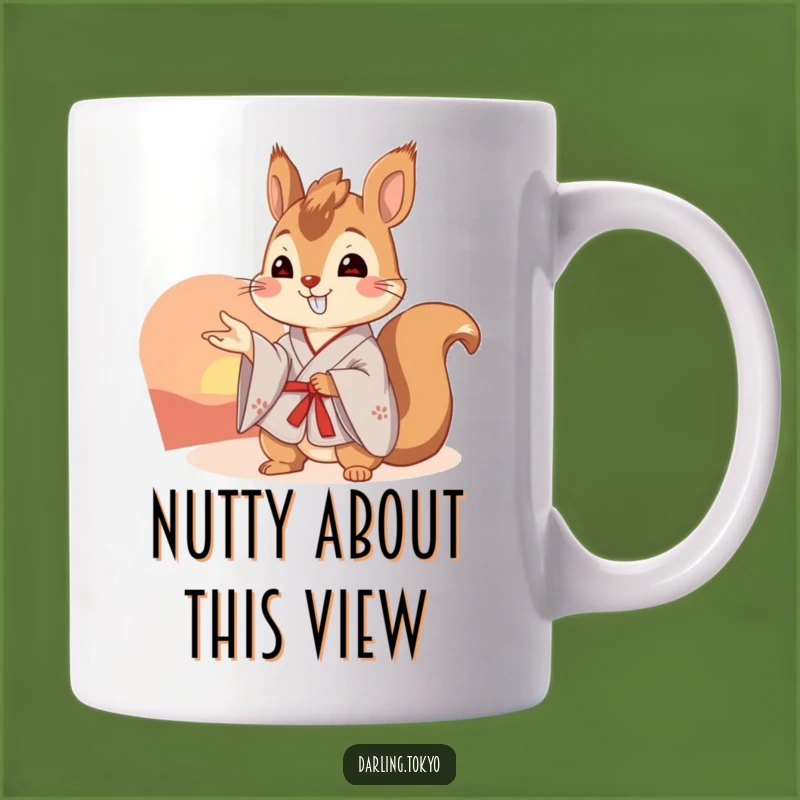 Funny Squirrel Kimono Mug: Sunset View Gift for Nature Lovers