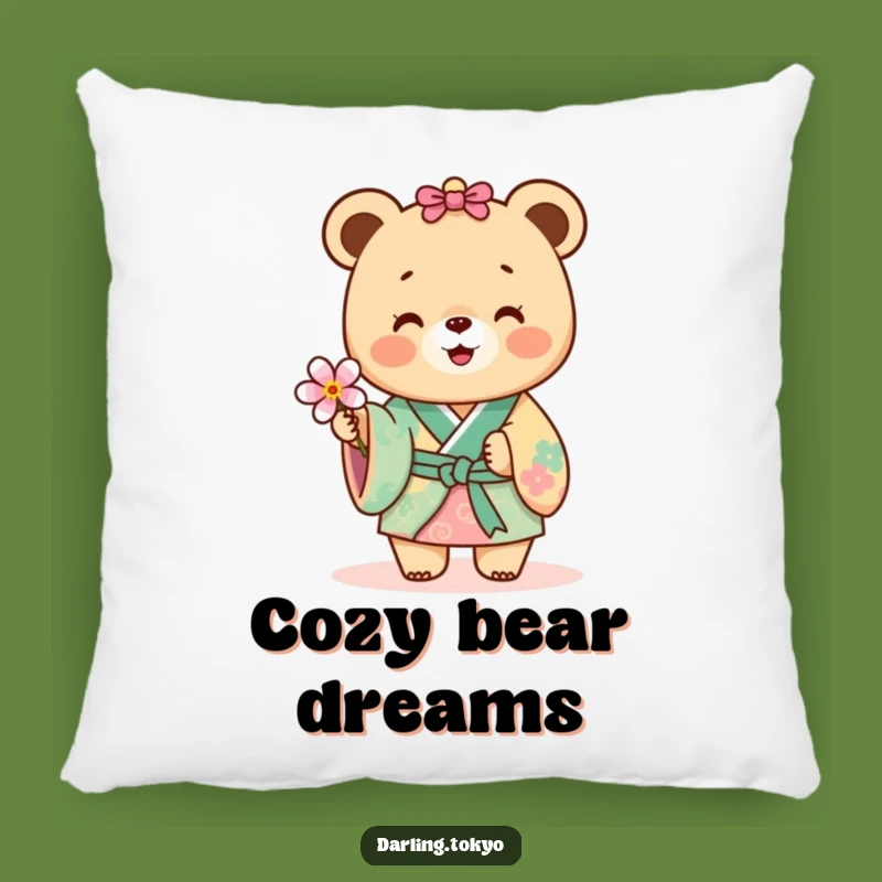 Funny Bear Kimono Pillow: Cozy Flower Offer, Adorable Cute Animal Cushion