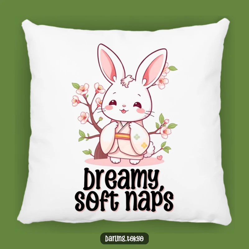 Funny Bunny Kimono Pillow: Cozy Pastel Peek, Adorable Spring Accent Cushion