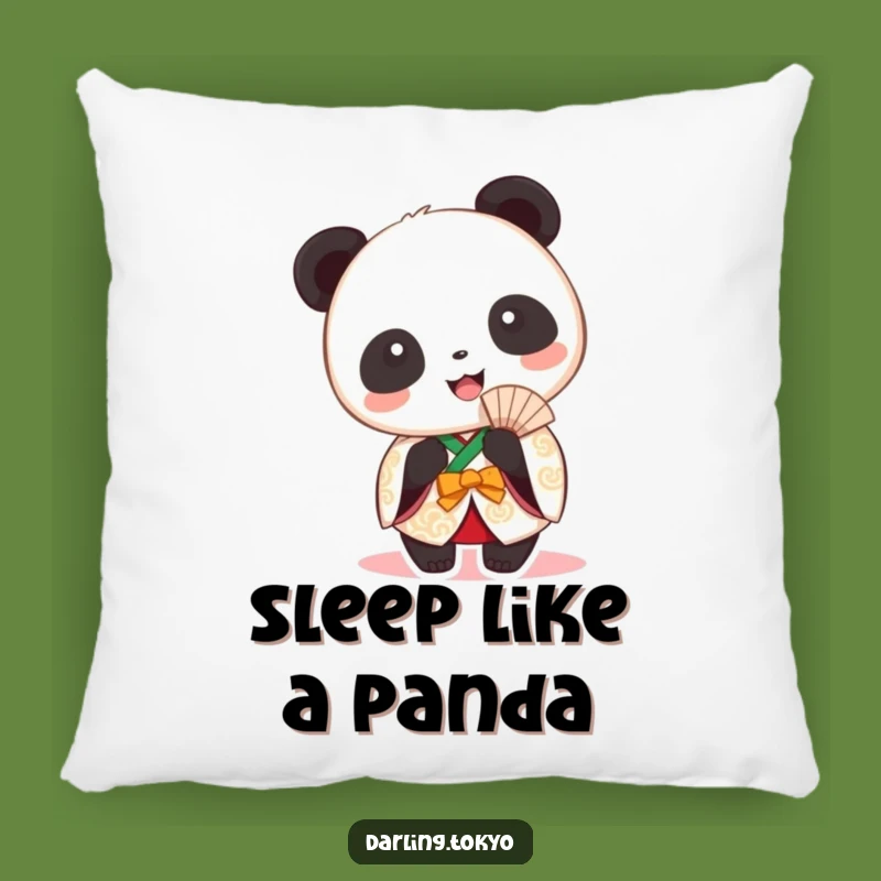 Funny Panda Kimono Pillow: Cozy Festive Fan, Adorable Happy Animal Cushion