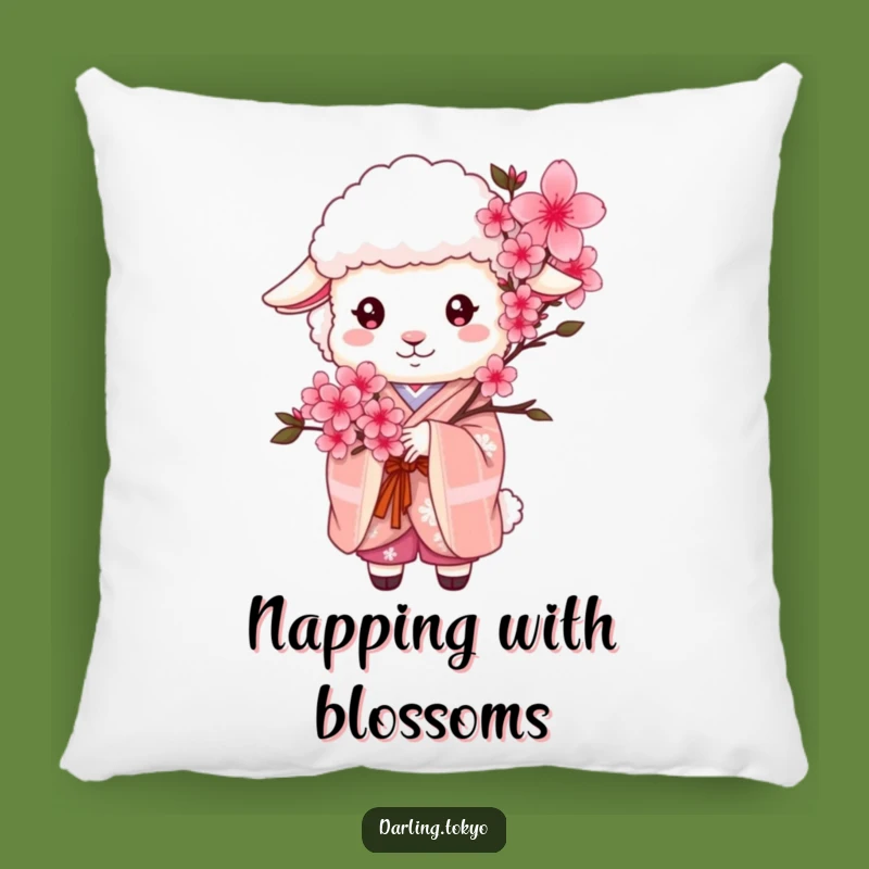 Funny Sheep Kimono Pillow: Soft Cherry Blossom Accent Cushion Gift