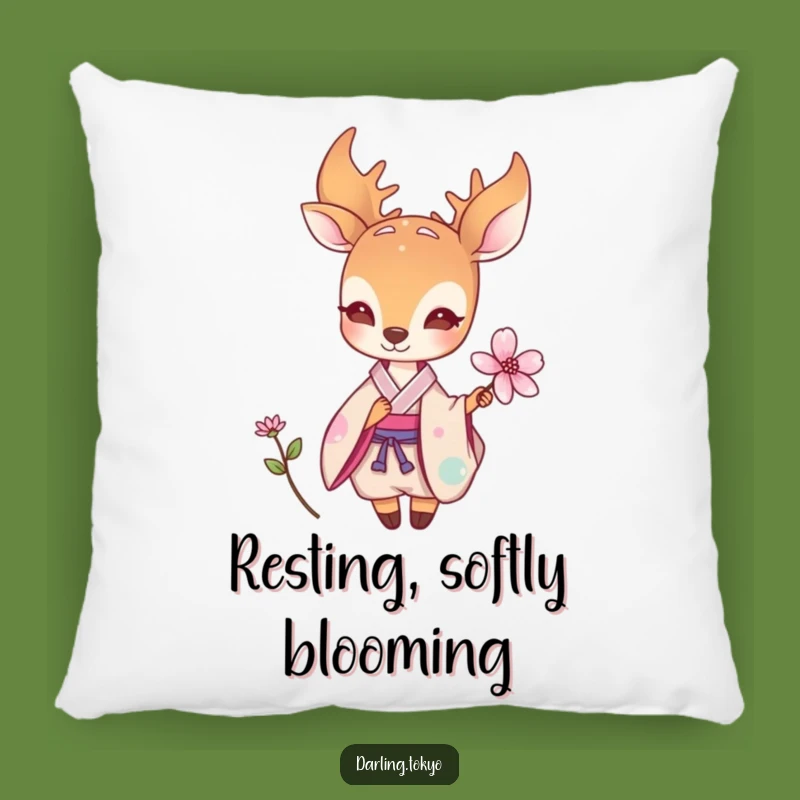 Funny Deer Kimono Flower Pillow - Cozy Elegant Accent