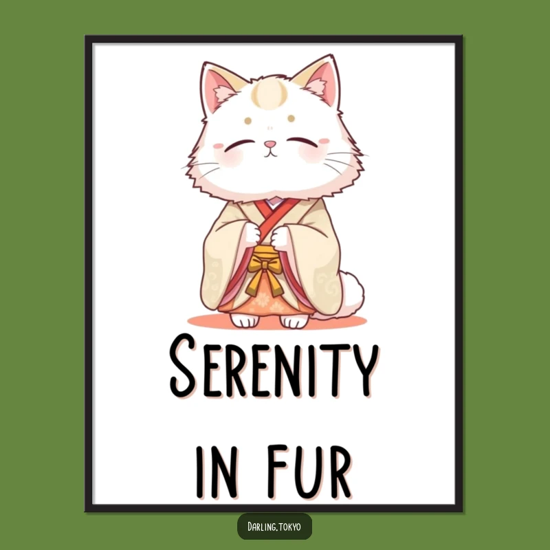 Funny Cat Kimono Serene Digital Art - Instant Elegant Decor