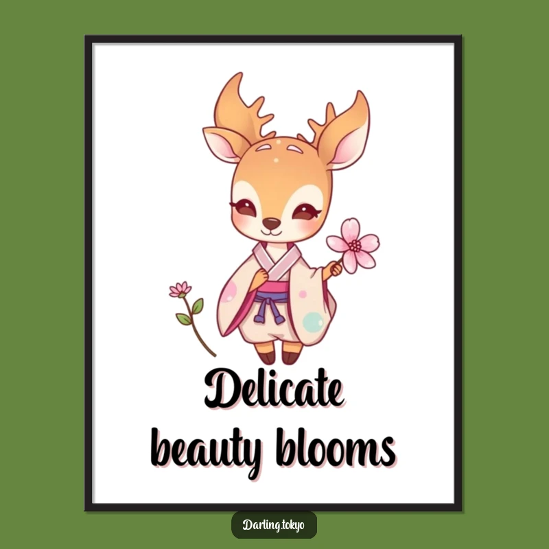 Funny Deer Kimono Flower Digital Art - Instant Download Decor