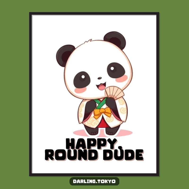 Funny Panda Kimono Digital Art: Festive Fan Joy, Printable Happy Decor