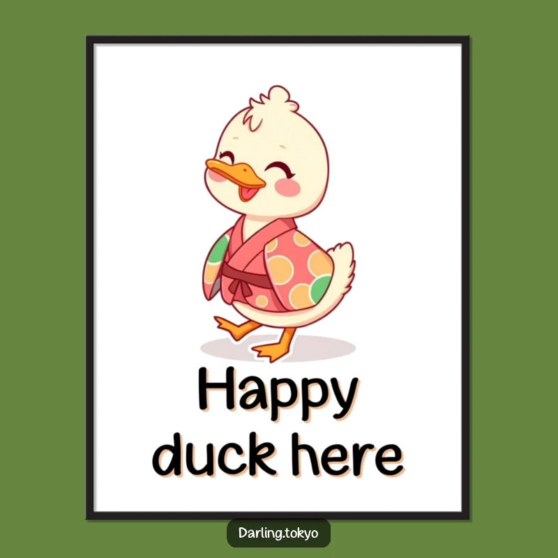 Funny Duck Kimono Digital Art: Waddling Character Print for Walls