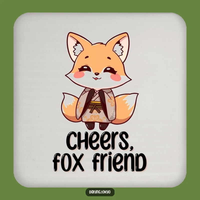 Funny Fox Kimono Coaster: Protect Surfaces with Bowing Character Art