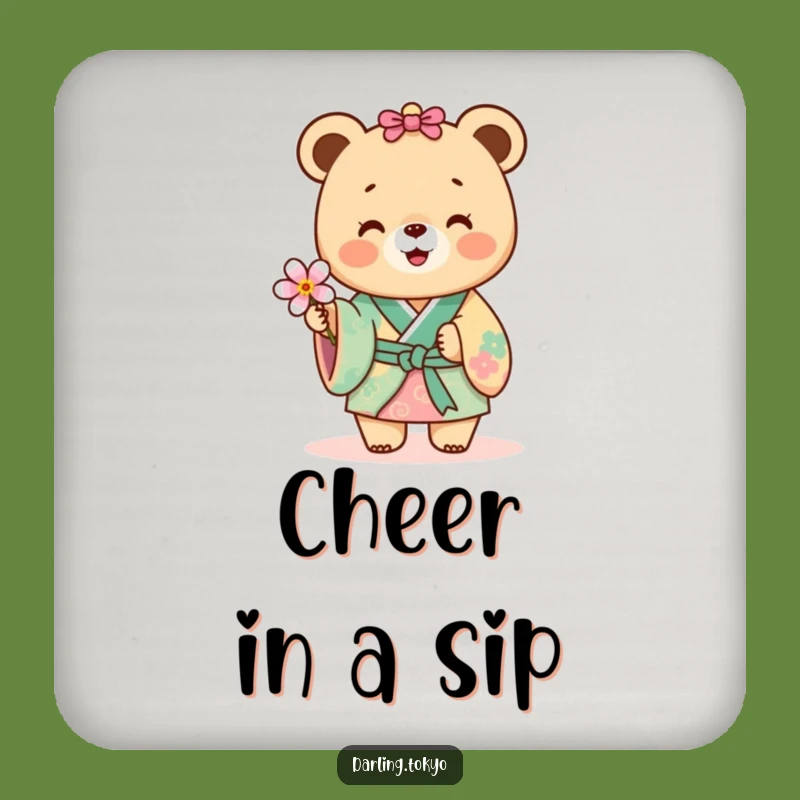 Funny Bear Kimono Coaster: Protect Surfaces Flower Offer, Cute Floral Decor
