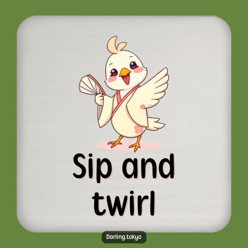 Funny Bird Kimono Fan Coaster - Cheerful Drink Protector