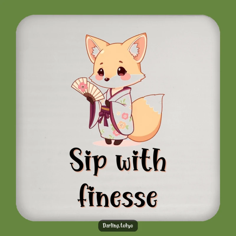 Funny Fox Kimono Coaster: Protect Surfaces Floral Offer, Cute Animal Decor