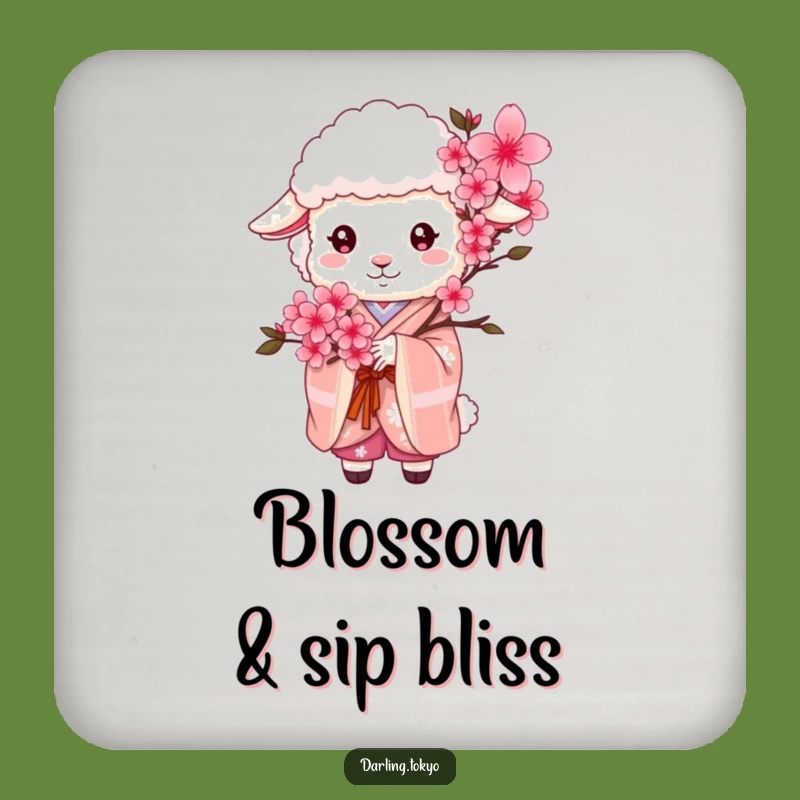 Funny Sheep Kimono Coaster: Cherry Blossom Drink Protection Gift