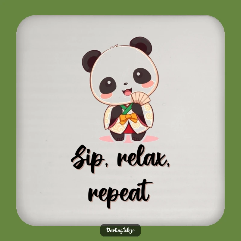 Funny Panda Kimono Coaster: Protect Surfaces Festive Fan, Cute Festive Decor