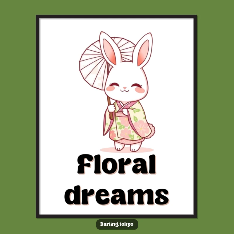 Funny Rabbit Kimono Poster: Elegant Character Art for Your Walls!