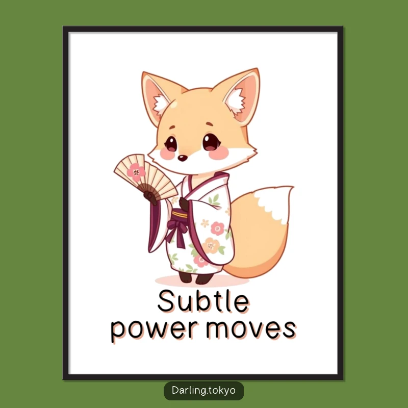 Funny Fox Kimono Poster: Elegant Floral Offer, Charming Cute Animal Wall Art