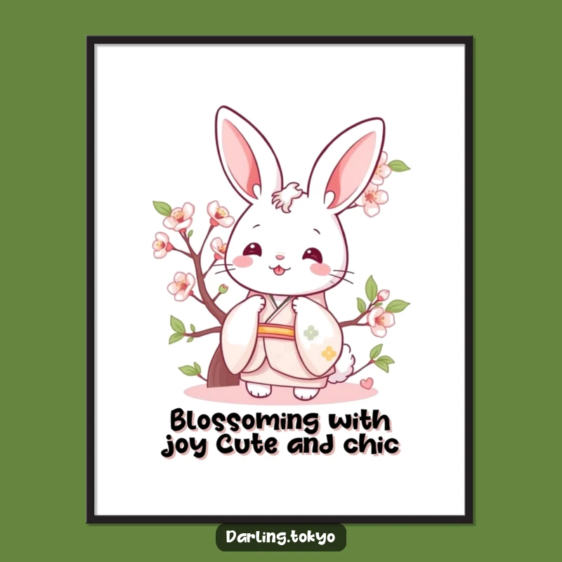 Free Printable Bunny Art - Cheerful Kimono Bunny Wall Decor