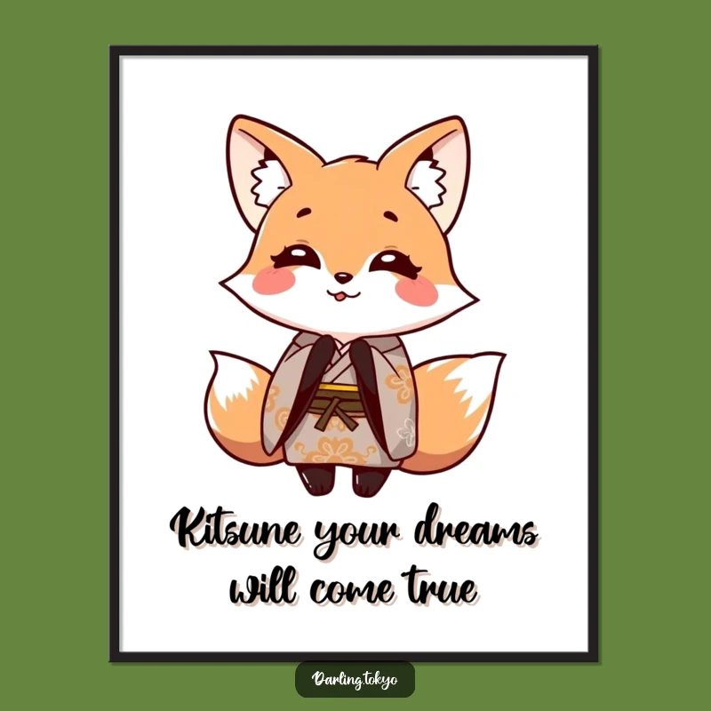 Free Printable Wall Art: Amusing Fox Kimono Bow Funny Downloadable Art