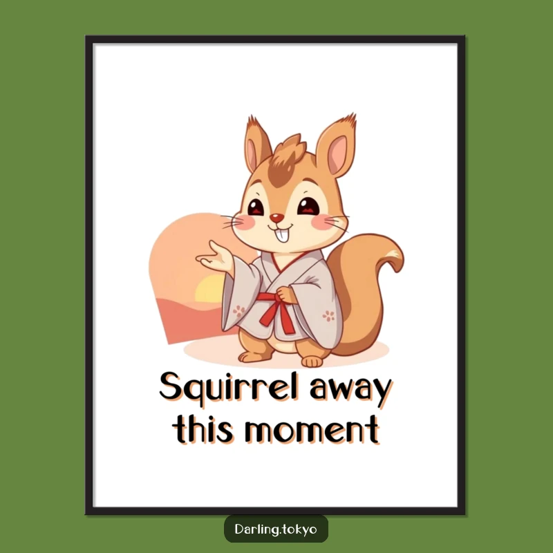 Free Printable Squirrel Kimono Wall Art: Sunset Serenity for Your Peaceful Space