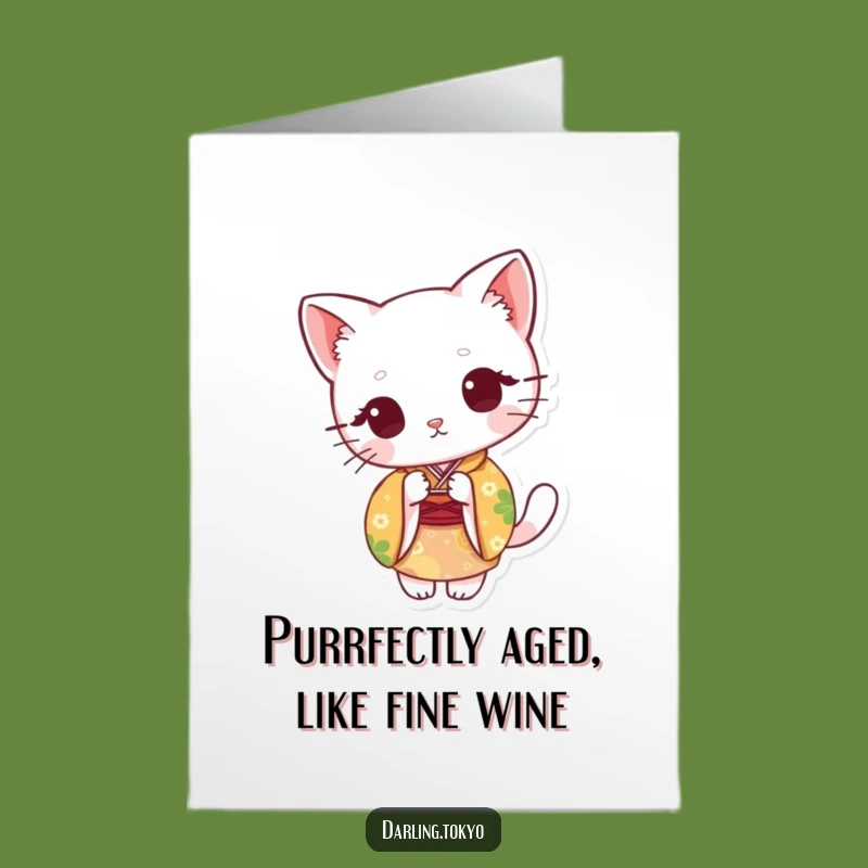 Free Printable Birthday Cat Card: Peek-a-Boo Kimono Funny Downloadable Gift