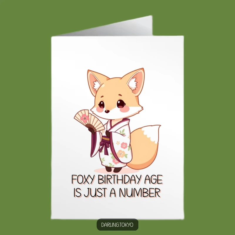 Free Printable Funny Fox Birthday Card - Cute Kimono Fox DIY Gift