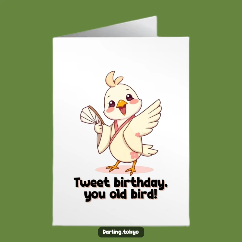 Free Printable Bird Birthday Card: Kimono Bird Fan Dance Funny Downloadable Gift