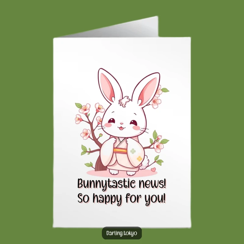 Free Printable Bunny Congrats Card - Pastel Kimono Downloadable