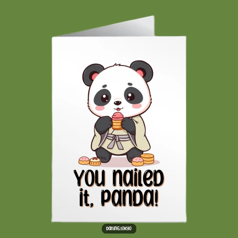 Free Printable Panda Kimono Congrats Card: Sweet Success Achieved with Balance
