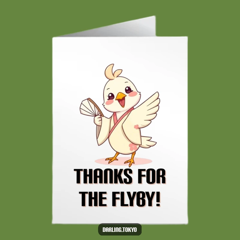 Free Printable Bird Thank You Card: Kimono Bird Fan Funny Downloadable Note