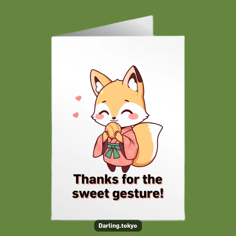 Free Printable Fox Thank You Card: Cute Kimono Fox Gift Funny Downloadable Note