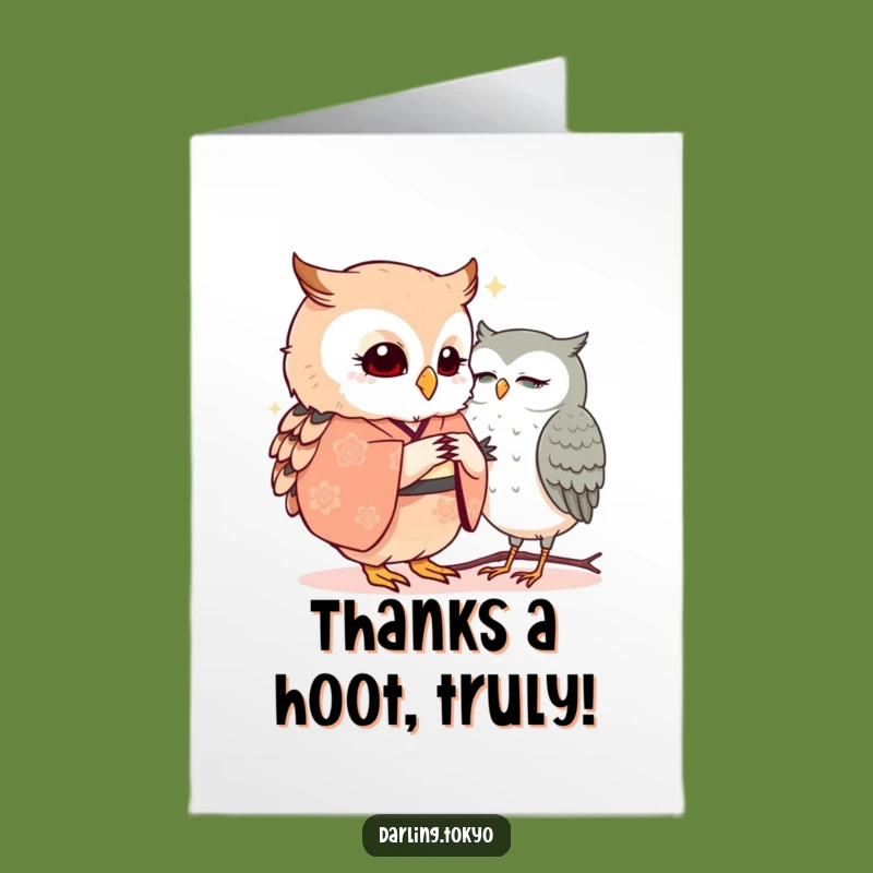 Free Printable Owl Kimono Thank You Card: Secret Thanks for Your Kindness