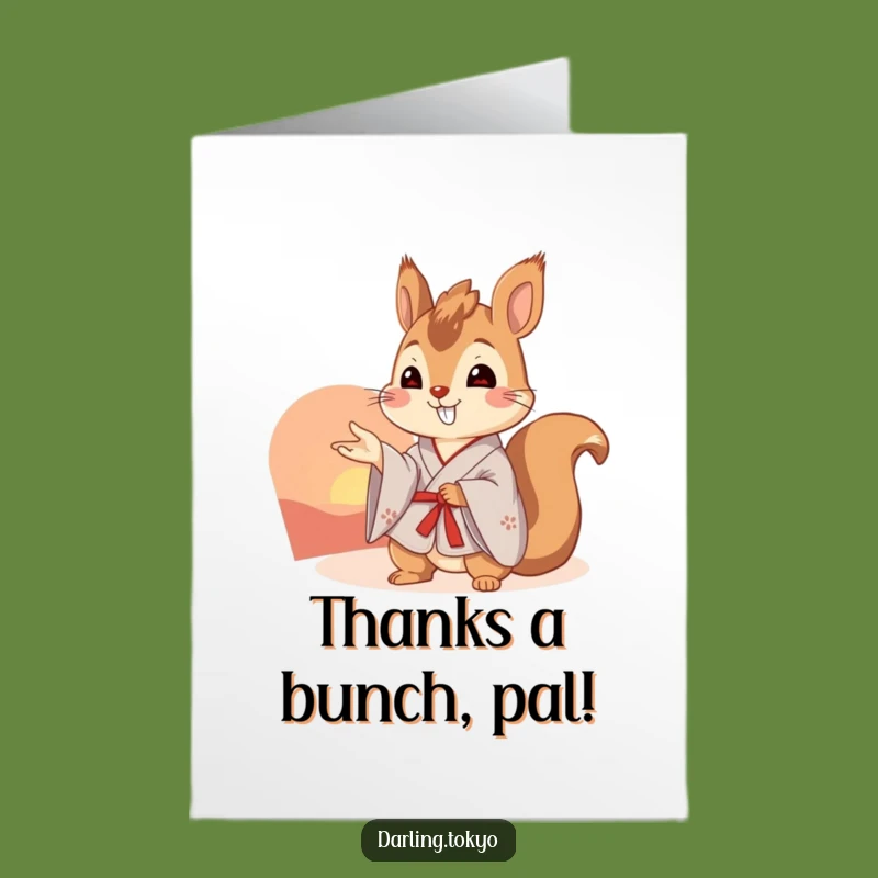 Free Printable Squirrel Kimono Thank You Card: Grateful for Sunny Moments