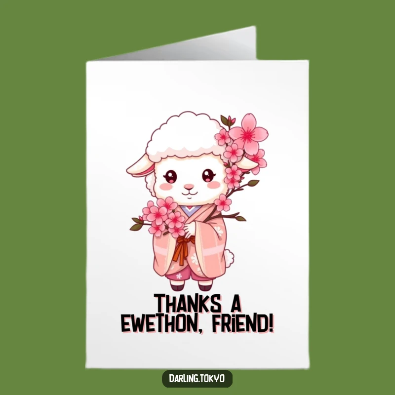 Free Printable Sheep Kimono Thank You Card: Grateful Blossoms for Your Kindness