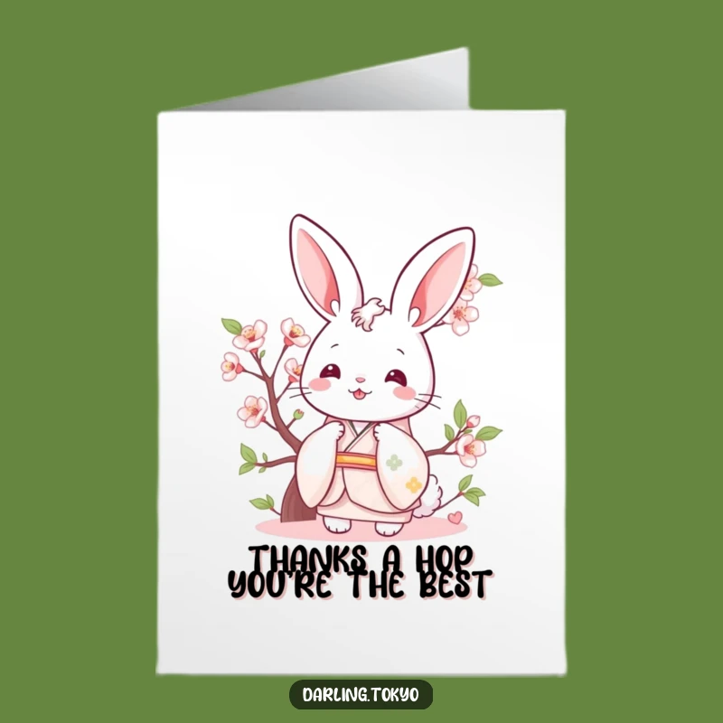 Free Printable Bunny Thank You Card - Cute Kimono Downloadable