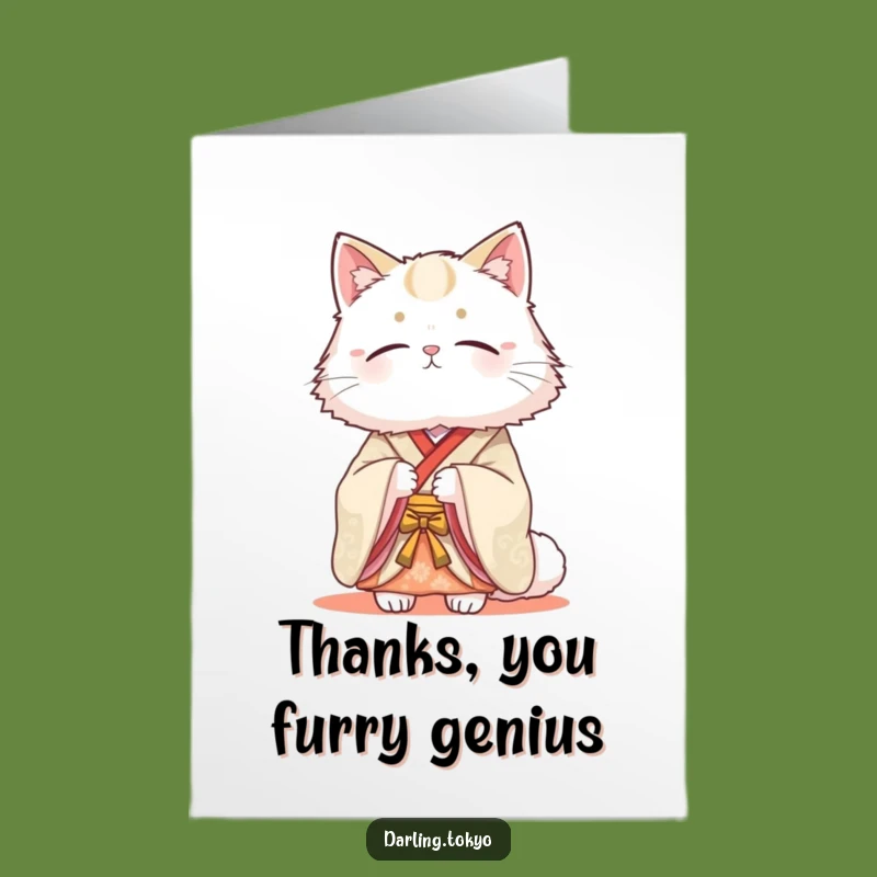 Free Printable Cat Thank You Card: Kimono Cat Serenity Funny Downloadable Note