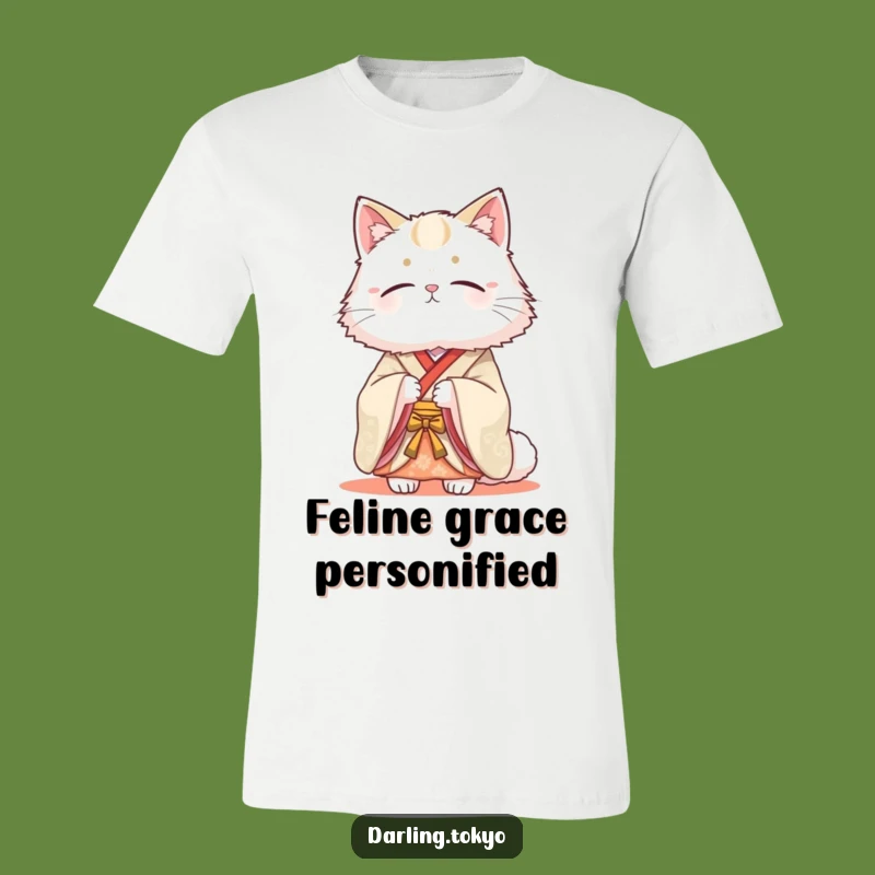 Funny Cat Kimono Beauty T-Shirt - Elegant Feline Apparel