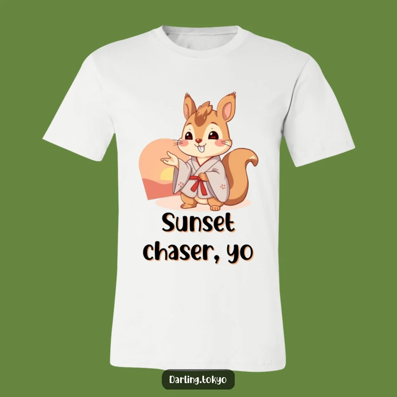 Funny Squirrel Kimono T-Shirt: Admire Sunset Tee Gift