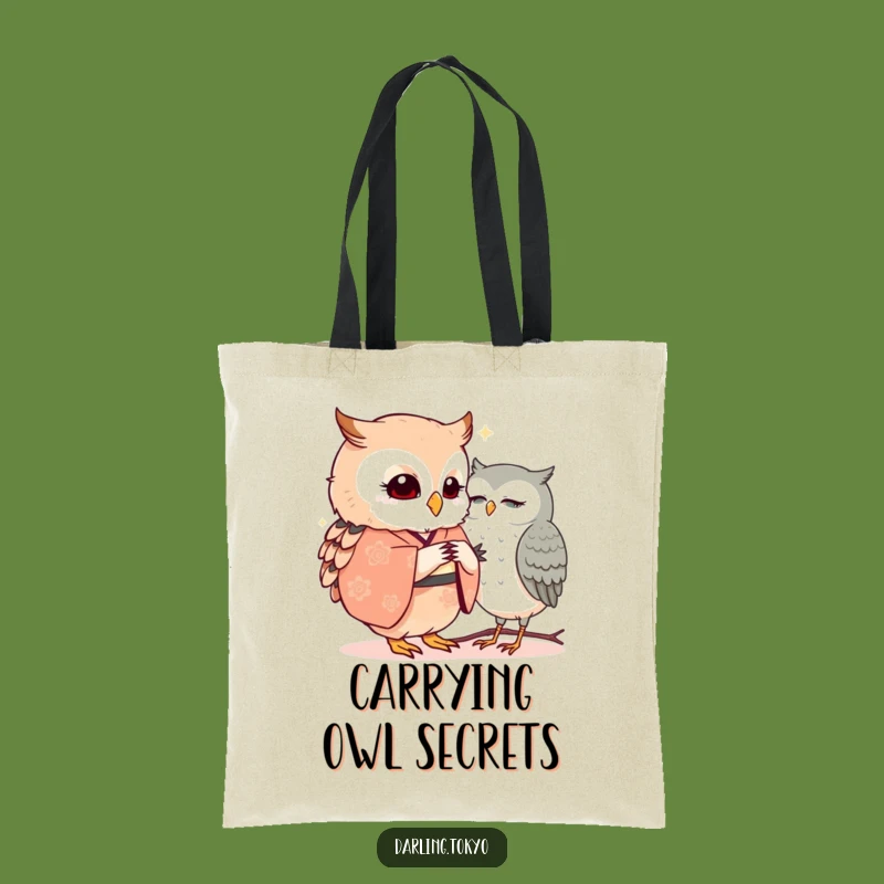 Funny Owl Kimono Tote Bag: Secret Stash Carryall Gift