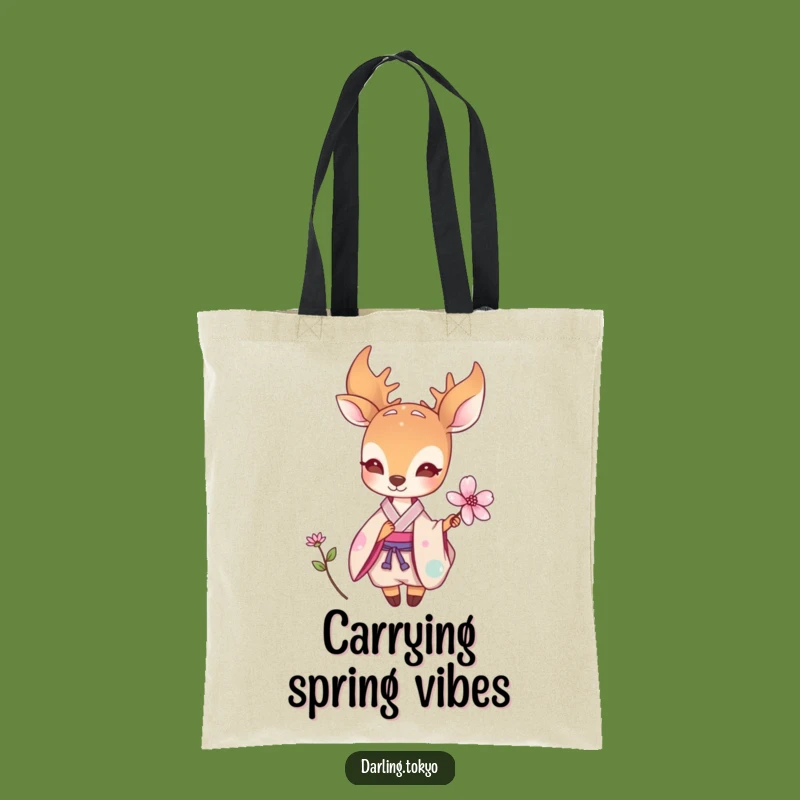 Funny Deer Kimono Flower Tote Bag - Elegant Nature Accessory