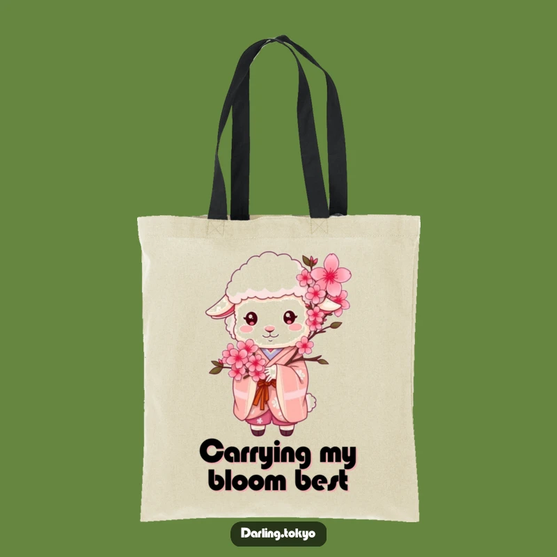 Funny Sheep Kimono Tote Bag: Chic Cherry Blossom Carryall Gift